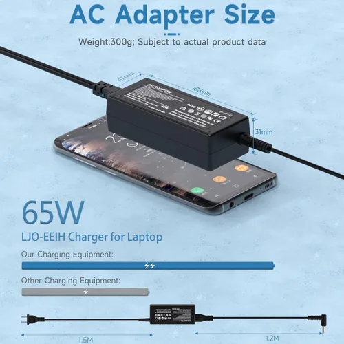 Miniatura 5 de LJO-EEIH Cargador de 65 W compatible con HP Laptop 17 17-ak, 17-by, 17-ca, 17-cn, 17-ar, 17-bs: 17-ak013dx, 17-by1053dx, 17-by0021dx, 17-by0088cl