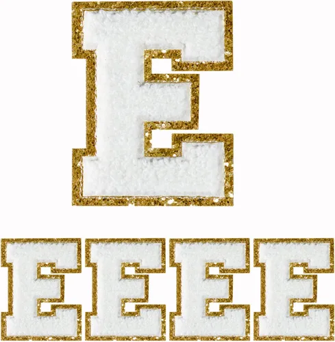 Miniatura 59 de 4 PCS Parches de Letras de Felpilla Negra, Letras Bordadas por Transferencia de Calor, Parches con Purpurina, Parches de Letras Universitarias