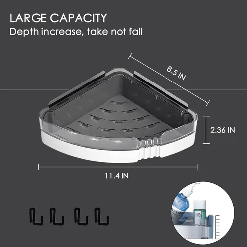 Miniatura 2 de Paquete de 2 estantes esquineros para ducha, organizadores de almacenamiento de baño para champú, acondicionador, jabón y más, diseño extraíble