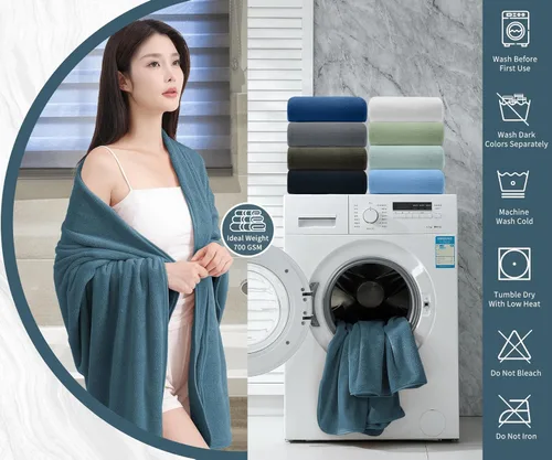 Miniatura 6 de Sábana de Baño Extra Grande de 4 Piezas (35"x70") - Sábana de Baño Ultra Suave de Tamaño Grande, Juego de Sábanas de Baño para Hotel de Baño, Azul