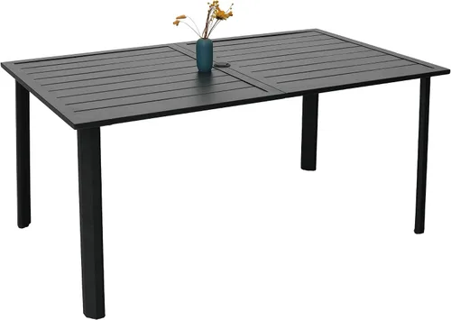 Miniatura 14 de Anmutig Mesa de patio pequeña cuadrada de 27.5 pulgadas con resistente a la intemperie para comedor al aire libre, color negro