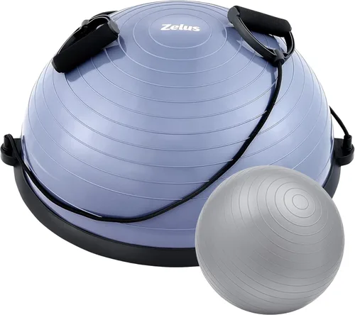 Miniatura 13 de ZELUS Entrenador de pelota de equilibrio con bandas de resistencia y bomba de pie, pelota de yoga inflable para entrenamientos de gimnasio en casa