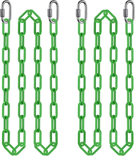 2 cadenas de columpio de 100 pulgadas con mosquetones, capacidad de 1000 libras, cadenas colgantes recubiertas resistentes, cadenas colgantes para