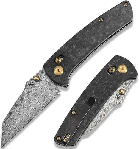 Miniatura 8 de KANSEPT Main Street - Cuchillo plegable de bolsillo, hoja de acero afilada 154CM de 3.36 pulgadas, mango de fibra de carbono de sarga con bloqueo