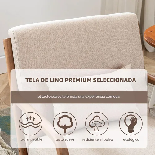 Miniatura 5 de ANJ ANJHOME Silla moderna de mediados de siglo, estilo Accent, con asiento de tela cómoda para sala de estar con estructura de madera maciza, sillón