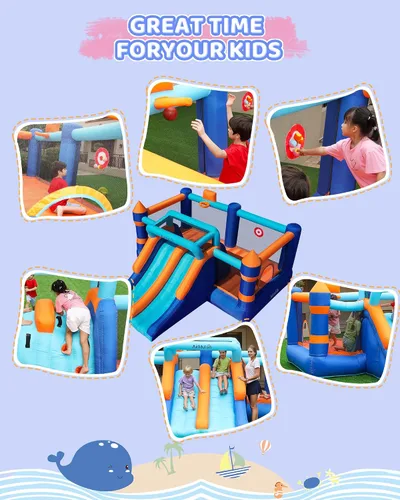 Miniatura 3 de AirMyFun Casa de rebote inflable, casa hinchable con doble tobogán, casa de salto y rebote, castillo hinchable para niños en interiores