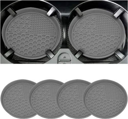 Miniatura 7 de 4 piezas de posavasos para automóvil, tapete antideslizante de silicona para portavasos del vehículo, tapete antipolvo para aislar