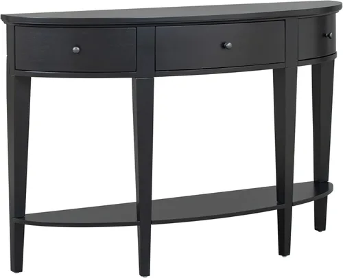 Miniatura 6 de LUMISOL Mesa consola de entrada Half Moon con 3 cajones de almacenamiento y estante, mesa de sofá detrás del sofá para sala de estar, vestíbulo