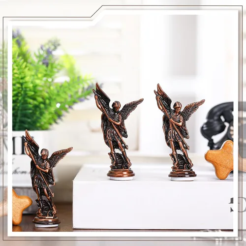 Miniatura 6 de Wesiti 6 figuras religiosas de arcángel de San Miguel de 3.31 pulgadas con bolsas de terciopelo negro, escultura de ángel coleccionable, decoración