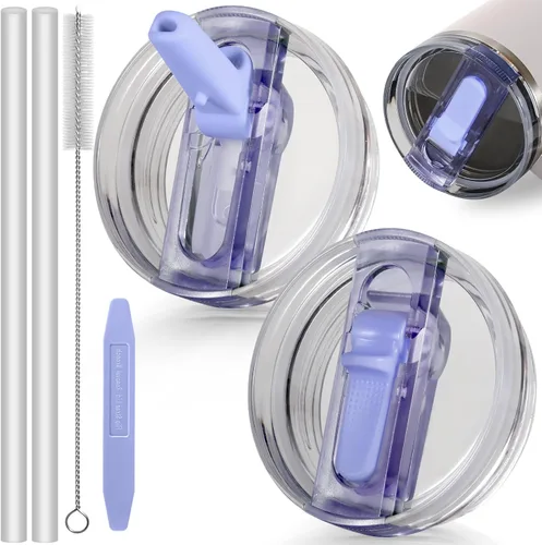Miniatura 56 de 14 oz Tapa con popote abatible de repuesto para accesorios de vaso Stanley, 2 tapas antiderrames a prueba de derrames para vasos Stanley de 14 oz