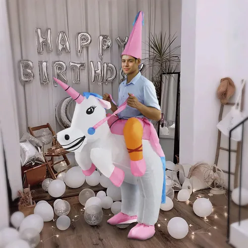 Miniatura 3 de HZGDEJTG Ropa inflable del montar a caballo blanco, ropa inflable para los adultos