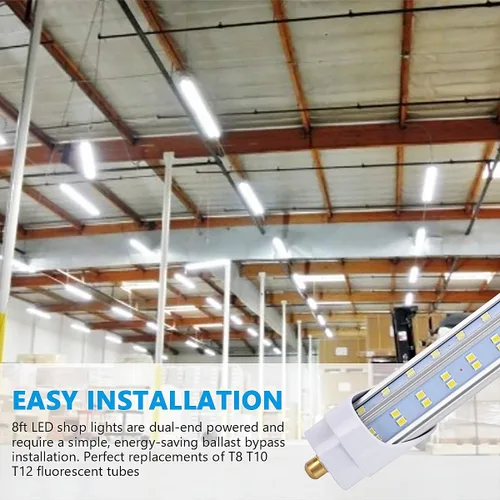 Miniatura 3 de 10 bombillas LED de 8 pies, luz diurna de 120 W, 19000 lm 5000 K, súper brillante, tubo de luces LED T8 T10 T12, luces LED FA8 de un solo pin