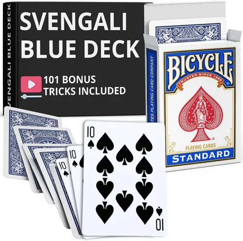 Miniatura 43 de Ted's Sterling Magic Precision Blue Rider Back Bicicleta Svengali Deck con instrucciones para más de 100 trucos (2 de clubes)