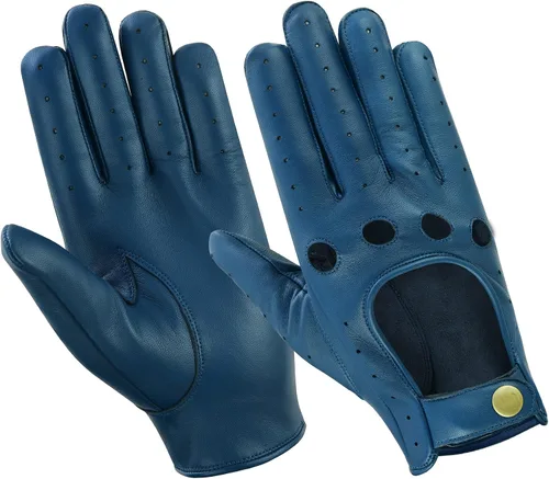 Miniatura 7 de Guantes de cuero para hombre, guantes de conducción de cuero para chofer, guantes de piel de cordero 100% auténtica, guantes de dedo completo