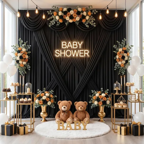 Miniatura 80 de Cortinas de Telón de Fondo Blanco de 2 Paneles 5 x 1,5 m de Poliéster, Telón de Fondo para Fotografía, Cortinas para Decoración de Fondo de Boda