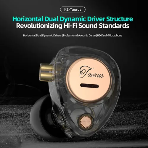 Miniatura 2 de KZ Taurus - Monitor de oído, estructura horizontal 2DD KZ IEMS, auriculares para juegos con cable desmontable para cantantes, músicos, jugadores