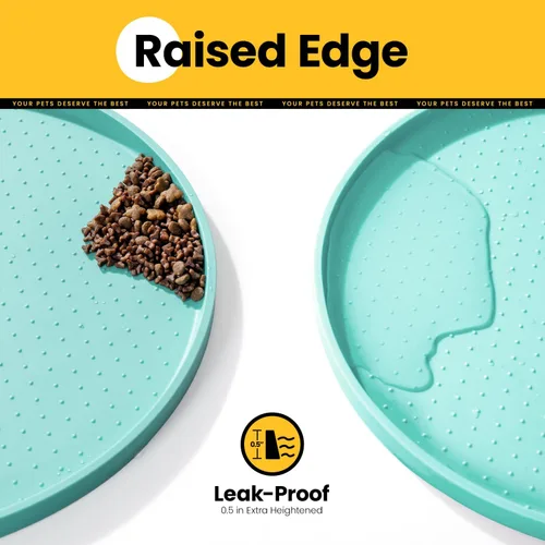Miniatura 2 de Conlun Tapete de comida para perros, bordes elevados de 1/2 pulgada, tapete de alimentación para gatos para contención de derrames, tapete