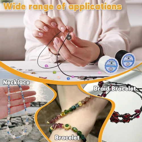 Miniatura 7 de Cuerda de pulsera de cordón encerado de 0.020 in, cuerda de cera de 116 yardas para hacer pulseras, hilo de cuentas de poliéster encerado para hacer