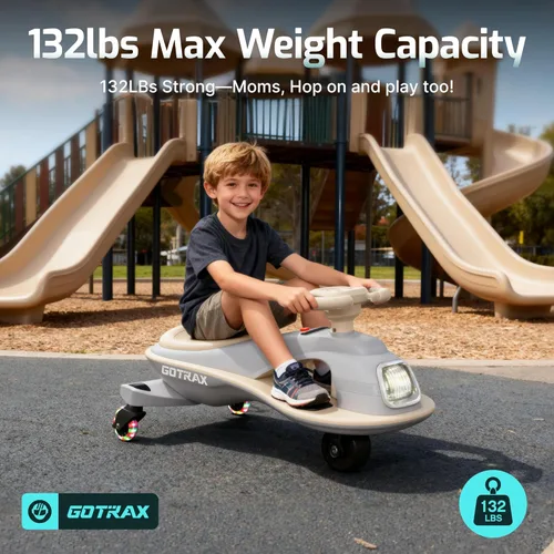 Miniatura 4 de Gotrax WG1 Auto eléctrico oscilante para niños, batería de 12V con hasta 120 minutos de tiempo de juego, altavoz de música y ruedas traseras con Gris
