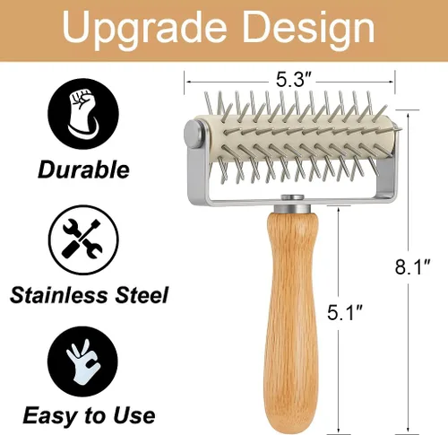 Miniatura 6 de Rodillo de acero inoxidable para masa de pizza, perforador de agujeros, herramienta de acoplamiento para pastel de pizza, galletas, pan