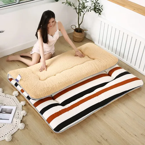 Miniatura 14 de Cubrecolchón de futón plegable japonés, colchón enrollable, colchón individual para dormir, para camping, 3.1 in de grosor, cama portátil de Negro