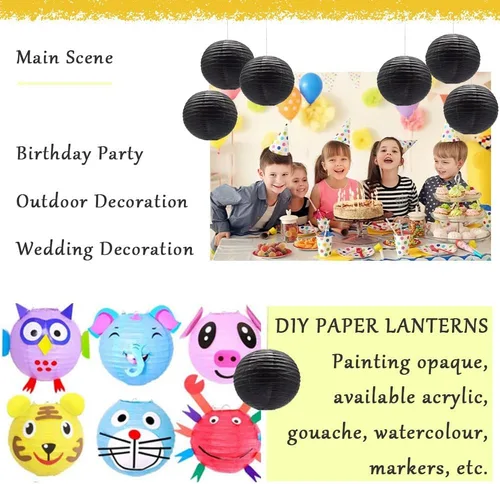 Miniatura 4 de 6 linternas de papel decorativas redondas colgantes