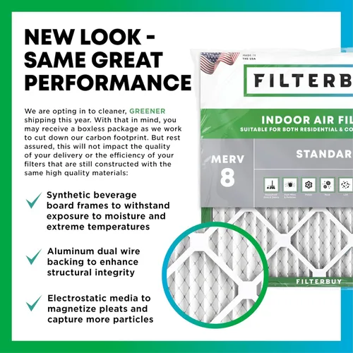 Miniatura 3 de Filterbuy - Filtro de aire de 16 x 25 x 1 pulgadas, MERV 8, Defensa Esencial contra el Polvo y las Alergias (paquete de 12), Filtros plisados