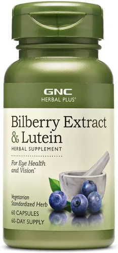 GNC Herbal Plus Extracto de arándano y suplemento de luteína, vegetariano, apoya la salud ocular y visual, 60 porciones