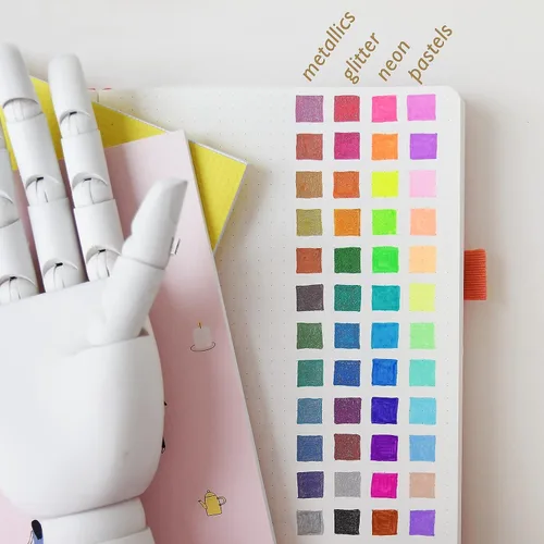 Miniatura 7 de Primrosia 48 bolígrafos de gel con purpurina, incluidos metálicos, pastel y fluorescentes, para libros de colorear y bolígrafos de diario
