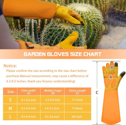 Miniatura 4 de Guantes largos de jardinería para mujeres/hombres, guantes de poda de rosas a prueba de espinas, guantelete resistente, el mejor regalo de jardín