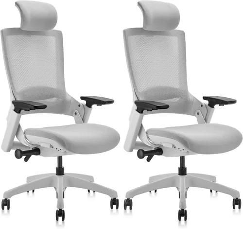 Miniatura 16 de CLATINA Silla de oficina ergonómica de tela con profundidad ajustable, altura del asiento, cabeza 2D, reposabrazos 3D y soporte lumbar, silla