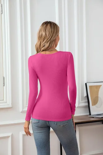 Miniatura 4 de VICHYIE Womens Tops V Neck Summer Short Sleeve Casual Slim Fitted Tshirt
