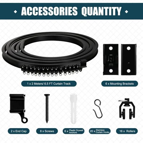 Miniatura 2 de Jetec Cortina de techo flexible y flexible de 6.5 pies, soporte para riel con sistema de rieles de cortina, ventana de litera, divisor