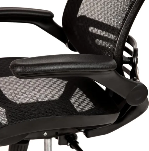 Miniatura 8 de Flash Furniture Warfield Silla de oficina giratoria ejecutiva de malla negra transparente con marco negro y brazos abatibles