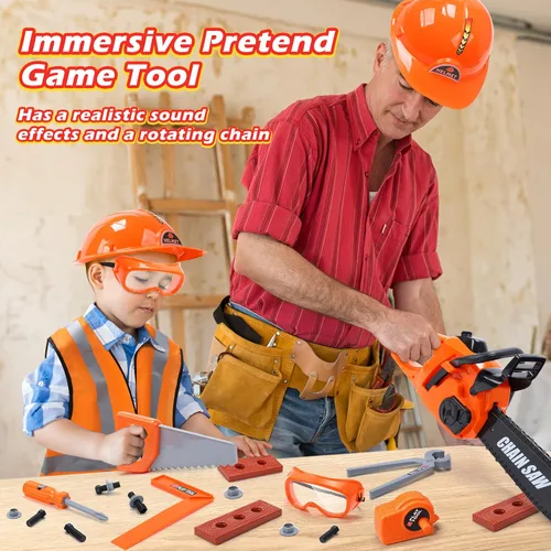 Miniatura 3 de Skirtoy Motosierra de juguete para niños, juegos de día familiar serie de simulación juego de herramientas para niños, juego de herramientas