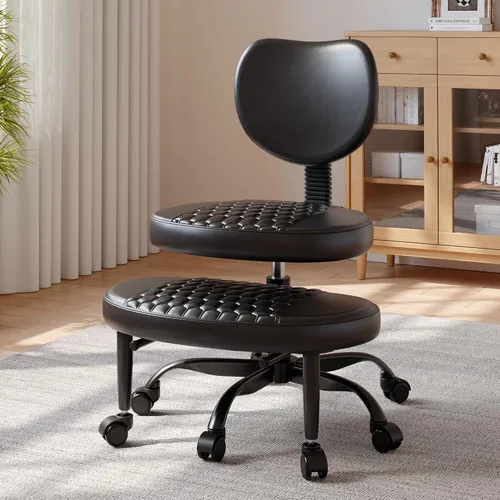 Miniatura 8 de Silla de oficina con patas cruzadas, sillas giratorias de 360° para adultos, silla de oficina ergonómica de patas cruzadas ajustable en altura