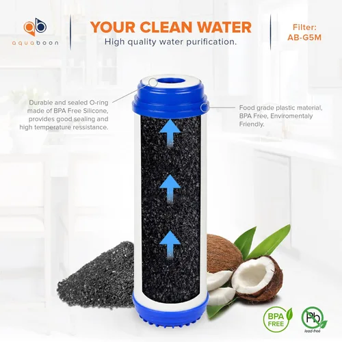 Miniatura 5 de Aquaboon Cartucho de filtro de agua de carbón activado granular de 5 micrones, 10 x 2.5, repuesto de filtro de agua GAC, compatible con AP117