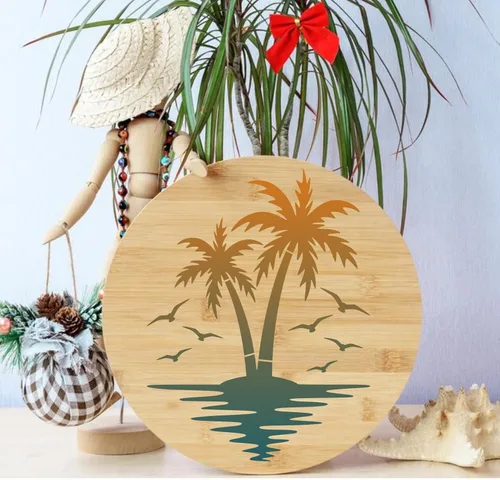Miniatura 5 de Plantillas de Palma - Plantillas de Playa Reutilizables para Pintar sobre Madera, Lienzo, Paredes - Proyectos DIY de Verano Temáticos