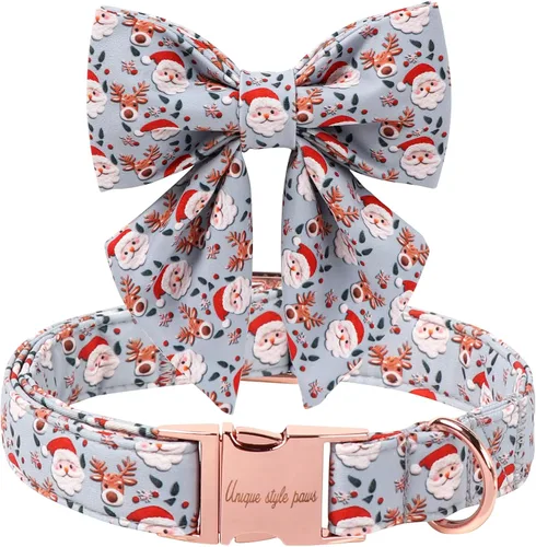 Miniatura 8 de Unique style paws Collar de perro de color verde sedoso, ajustable, duradero, con lazo para boda, collar de pajarita para cachorros y gatos pequeños