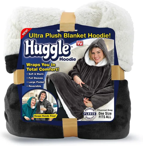 Miniatura 12 de Ontel Huggle - Sudadera con capucha de gran tamaño para hombres y mujeres, sudadera de forro polar suave, capucha gigante, bolsillos y mangas grandes