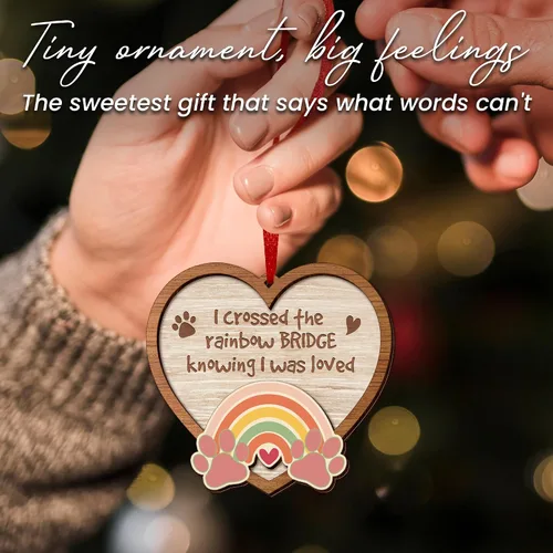 Miniatura 5 de TEEZWONDER Adorno de Navidad conmemorativo para mascotas, adornos de Navidad de madera 2025, regalos conmemorativos para perros por pérdida
