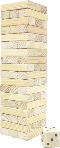 Juego de torre de madera para patio al aire libre para la familia, juego de apilamiento de bloques (grande-1.48 pies)