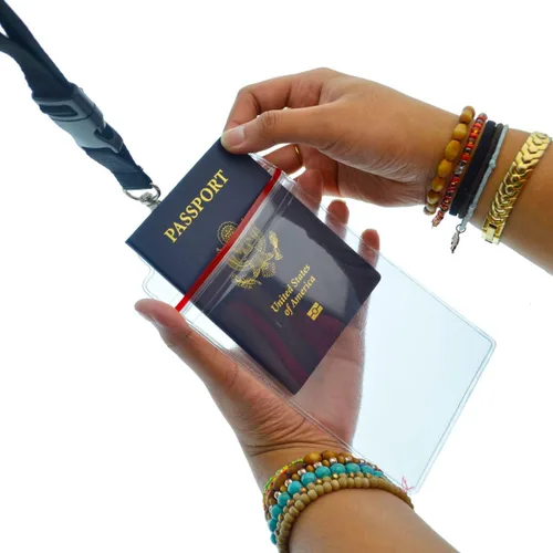 Miniatura 9 de Soportes para pasaporte – Paquete de 2 – Fundas resellables resistentes al agua y al desgarro y cordón de alta calidad – Inserto de 4 x 6 pulgadas
