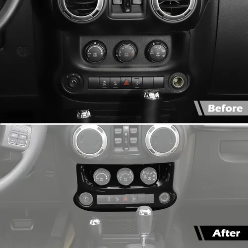 Miniatura 2 de RT-TCZ Para Jeep JK Negro Dash Console A/C Controles Cubierta Trim Panel para Jeep Wrangler JK JKU 2011-2017 ABS Interior Accesorios 1pc