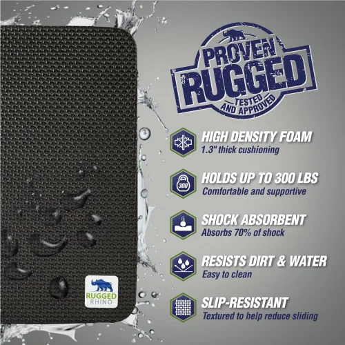 Miniatura 2 de RUGGED RHINO Rodilleras gruesas absorbentes de golpes, soporta hasta 300 libras, protege las rodillas de superficies de hormigón duro, para Negro