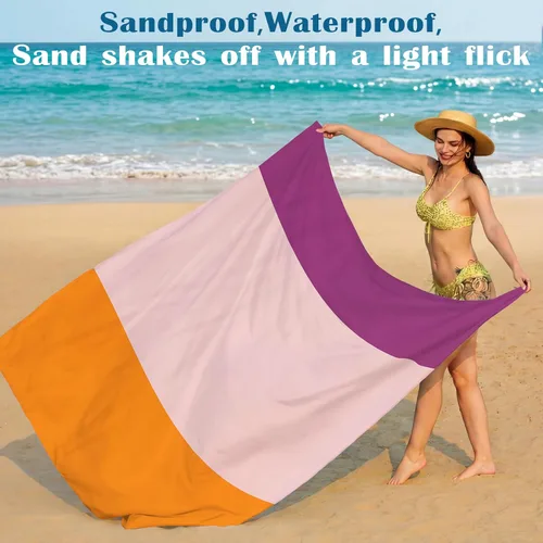 Miniatura 43 de Famstar Beach Blanket Oversized Extra Large 78"X81"/10'X9',Waterproof Sandproof Beach Blanket 2-8 Adults Lightweight Durable for Travel Camping