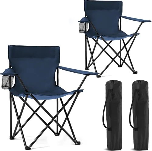 Miniatura 8 de 2 Pack Portable Camping Chairs Folding Lawn Chair Outdoor Lightweight Beach Chair with Cup Holder & Carry Bag for Outside Sports, Fishing, Hiking