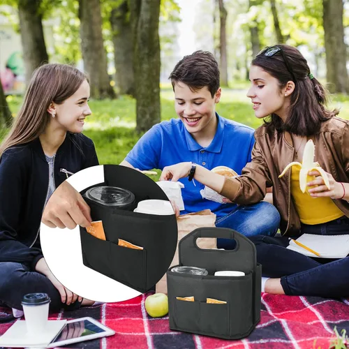 Miniatura 4 de Beautyflier Transportador de bebidas con asa para entrega reutilizable, aislado, portador portátil para 4 tazas con asa organizador, bolsa de mano