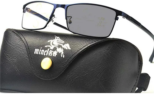 Miniatura 4 de Sun Photochromic Progressive Multifocus Square Reading Glasses for Men Adjustable Vision
