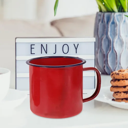 Miniatura 9 de Juego de tazas esmaltadas, 4 tamaños, 4.72 x 3.93 x 3.34 pulgadas, 4.1-16.9 fl oz, tazas pequeñas para campamento, café, té, leche, ligeras
